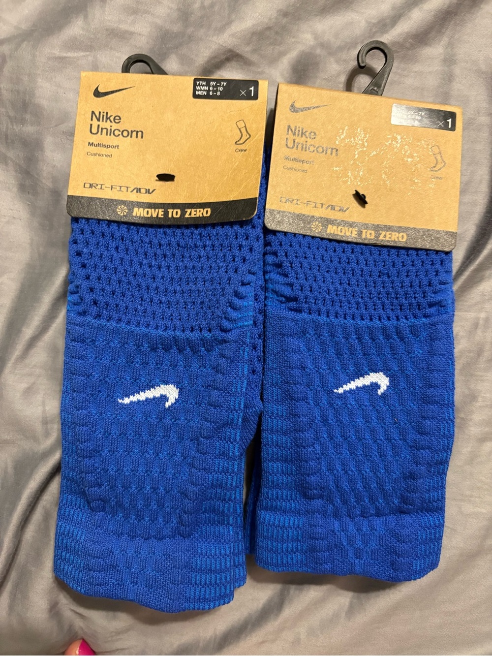 Lot Of 2 Nike Unicorn Dri-FIT ADV Cushioned Crew Socks Mens Royal Blue Medium